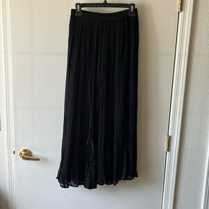 Rogue Crinkle Pleated Maxi Skirt Size M Black